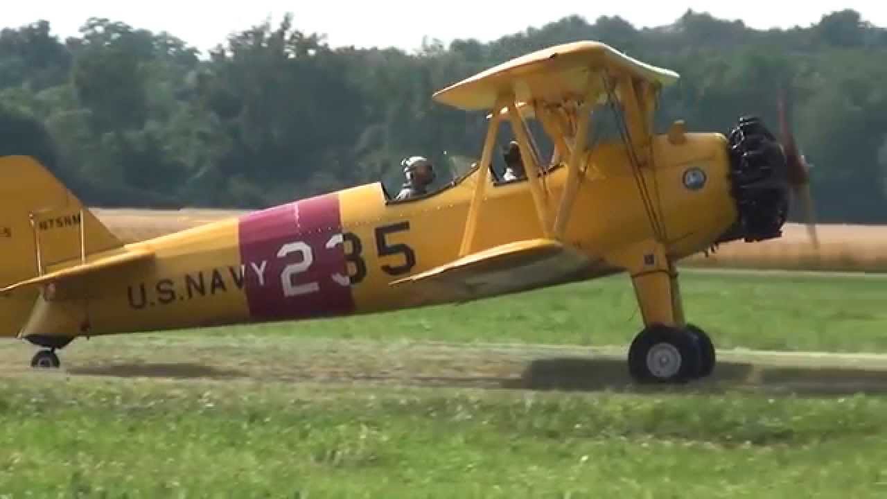 Stearman N75NM departing D52 on 7/12/14