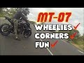Yamaha mt07 wheelies  corners
