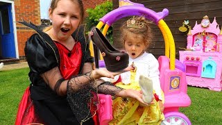 Kids Pretend Play with Princess Belle In Real Life Surprise Eggs and Magic Chocolate Shoes