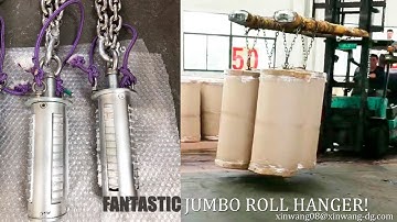 Magic hand for jumbo roll loading, unloading, transportation.