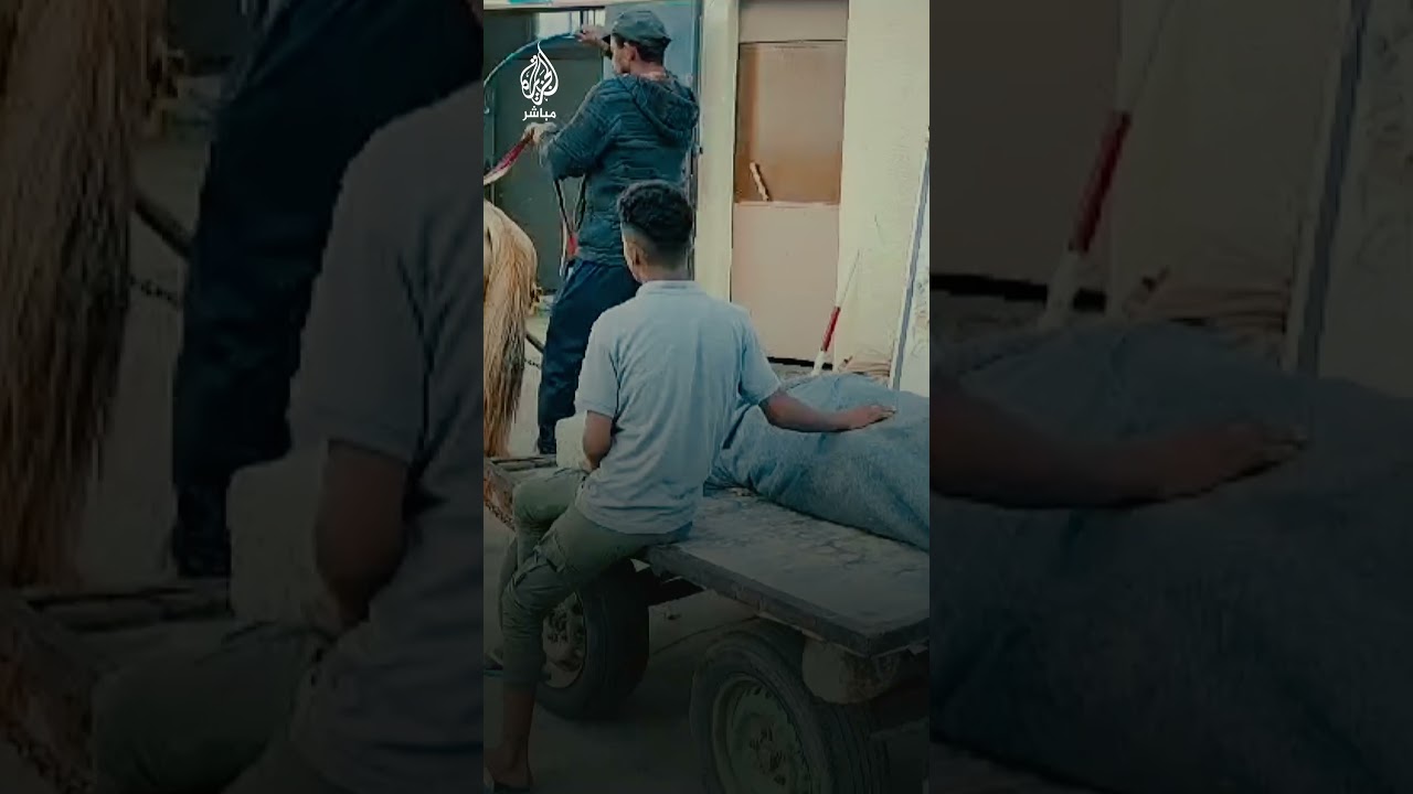 ستخدام عربات تجرها الخيول لنقل الشهداء إلى المستشفيات في المنطقة الوسطى بغزة