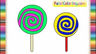 How to Draw a Lollipop | Coloring Pages for Kids | Paintcoloring.com