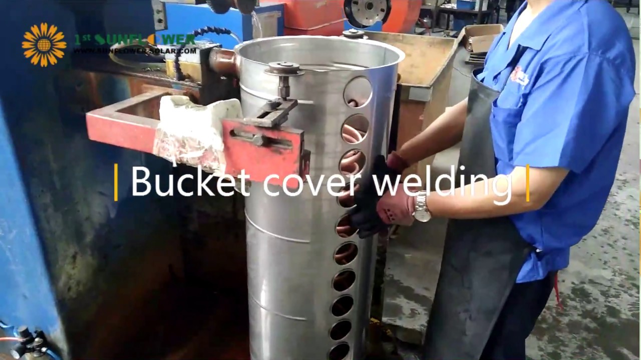 solar water heater bucket cover welding YouTube