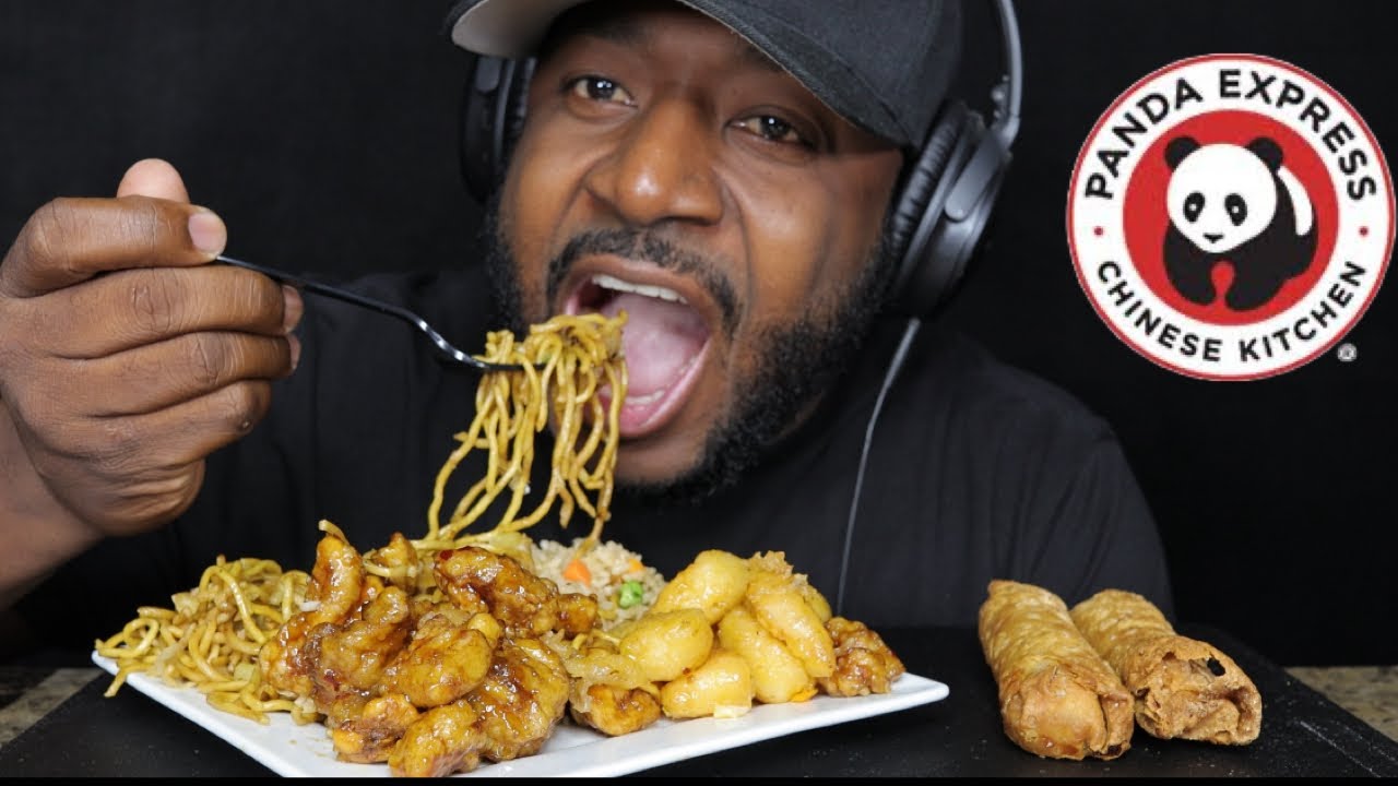 ASMR EATING PANDA EXPRESS ORANGE CHICKEN, HONEY WALNUT SHRIMP, CHOW MEIN & FRIED RICE. TCASMR