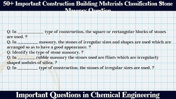 MCQ Questions Construction Building Materials Classification Stone Masonry with Answers