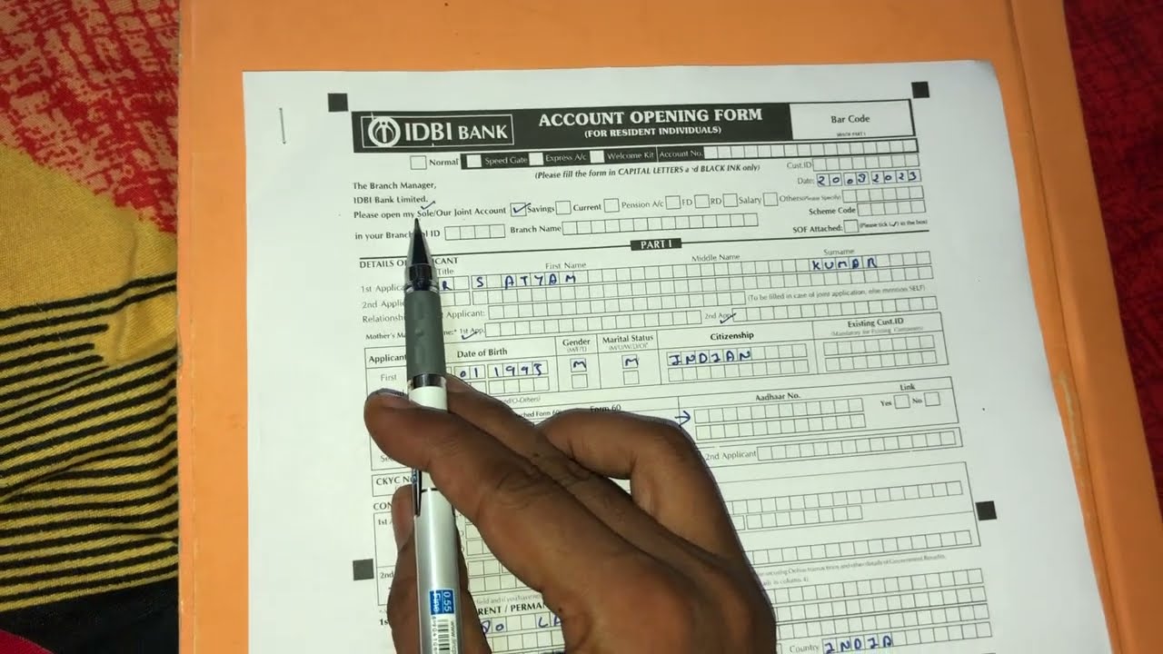 IDBI bank main saving a/c ka form kaise bhare