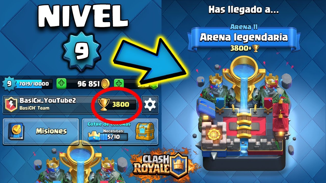 ¡CÓMO LLEGAR GRATIS A ARENA LEGENDARIA CON NIVEL 9! - Clash Royale
