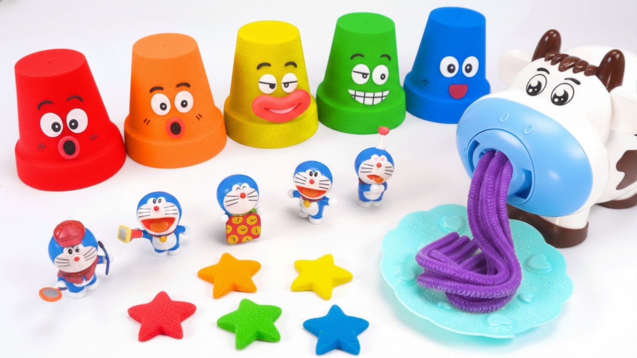 ULTIMATE Rainbow Funny Face Sand Cup & Cutting Noodles with Kinetic Sand 🎧🌈 Gentle Sand ASMR