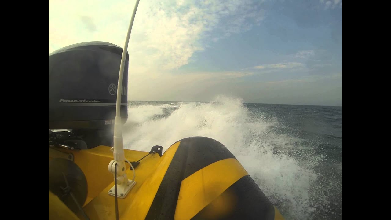 Fast Rib Boat Mod Fast Rib V8 8m 300ps seen from behind at sea - YouTube