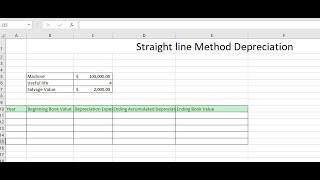 Accounting: Straight Line Depreciation Method - Excel - Techniques and Formula