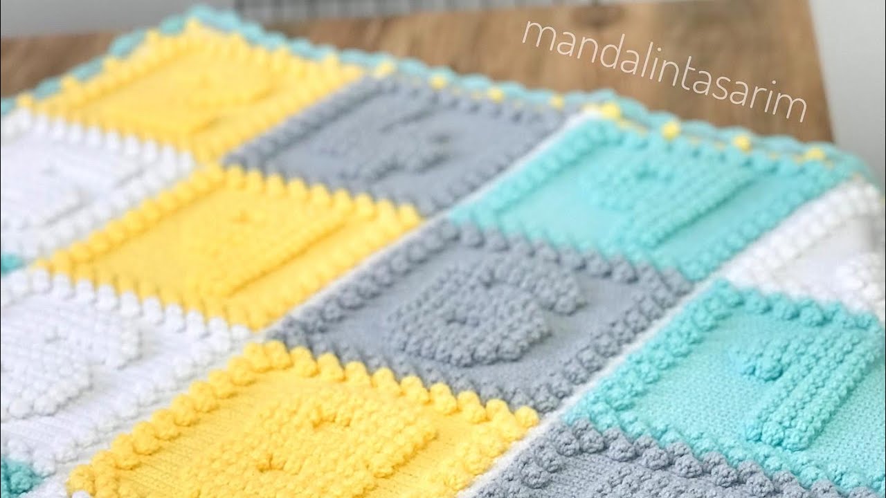 Tığ işi bebek battaniyesi motif birleştirme ve kenar yapımı