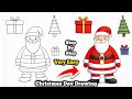 Christmas Day Drawing Simple and easy | Santa Claus drawing | Xmas Tree Drawing | Gift Box Drawing