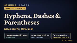 Grammar Grade 7 | Unit 12, Lesson 75 — Hyphens, Dashes & Parentheses