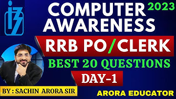 IBPS RRB PO/Clerk 2023 | Computer Awareness Classes | IBPS RRB Computer Knowledge Day 1 | Sachin Sir