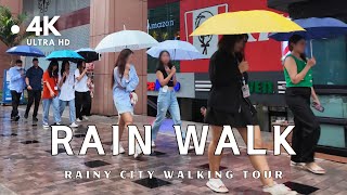 [4K] Walking in the Rain in Bustling Downtown Bangkok, Thailand