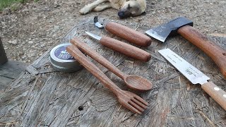 Ceviz ağacından çatal ve kaşık yapımı, Making fork and spoon from walnut wood