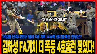 김하성 FA가치 더 폭등 4호홈런 찢었다 18일을 단축시켰다! 팀내1위 기록들 수두룩