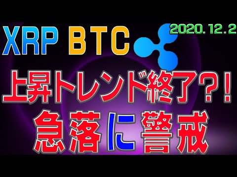 【ビットコイン＆リップル】仮想通貨　ついに上昇トレンド終了？！そろそろ急落に警戒。〈今後の値動きを初心者にもわかりやすくチャート分析〉２０２０．１２．２