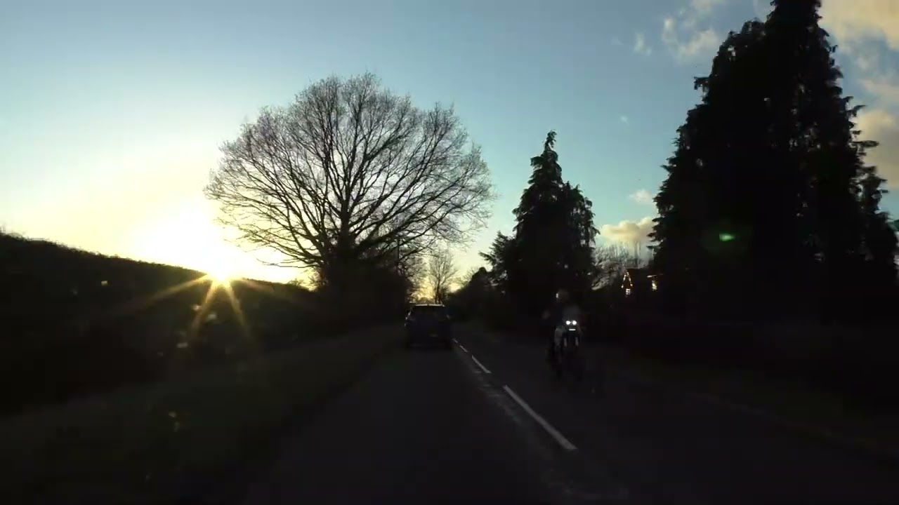 Driving From Dunnington, Warwickshire Through Radford To Flyford Flavell, Worcestershire, England