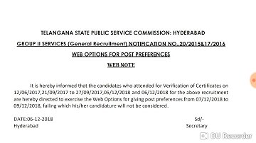 TSPSC 2016 GROUP II SERVICES WEB OPTIONS LATEST UPDATE 2018