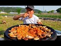 솥뚜껑에 전복과 삼겹살, 콩나물, 김치 야무지게 구워 소주 한 잔! (Grilled Samgyeopsal with abalone) 요리&amp;먹방 - Mukbang eating show