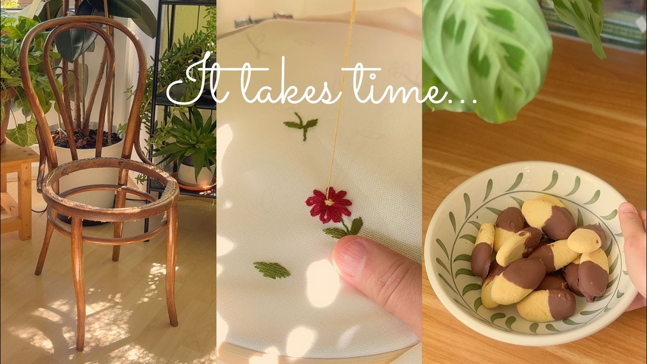 Reforma de cadeira + biscoitos amanteigados | Silent vlog acolhedor