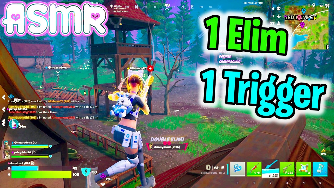 ASMR Gaming 🍀 Fortnite 1 Elim = 1 Trigger Word Relaxing Controller Sounds and Whispering 🎧
