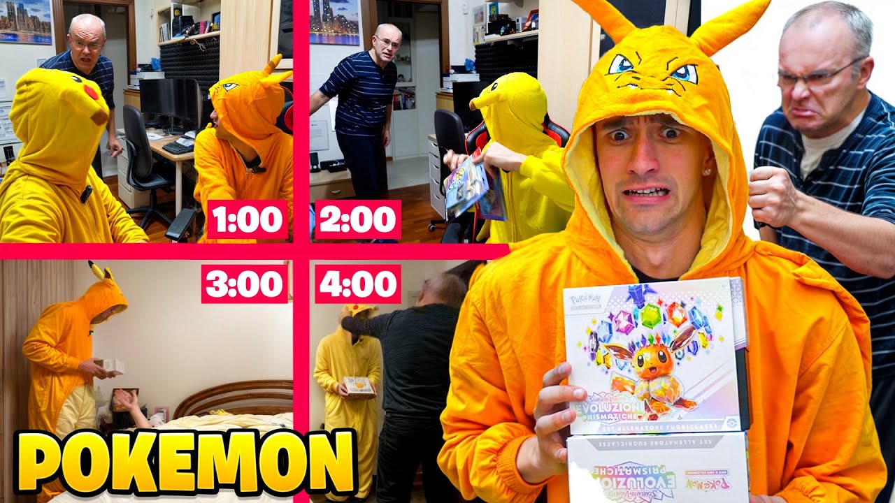 SCHERZO SVEGLIO MIO PAPÀ di NOTTE PER APRIRE BOX POKEMON!  *IMPAZZISCE*
