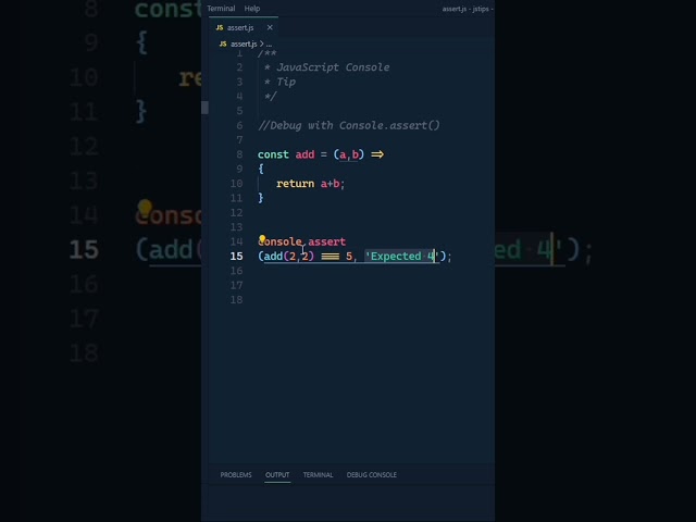 Wow 😳 Debug JavaScript Codes with assertion... #shorts class=