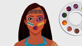 Disney Princess Pocahontas  Face Painting | Coloring Pages for Girls | Cute Art Colors for Kids screenshot 5