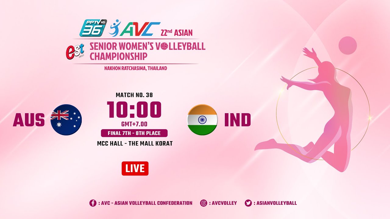 LIVE COURT 2  AUS VS IND 22ND ASIAN SR.WOMENS VOLLEYBALL CHAMPIONSHIP