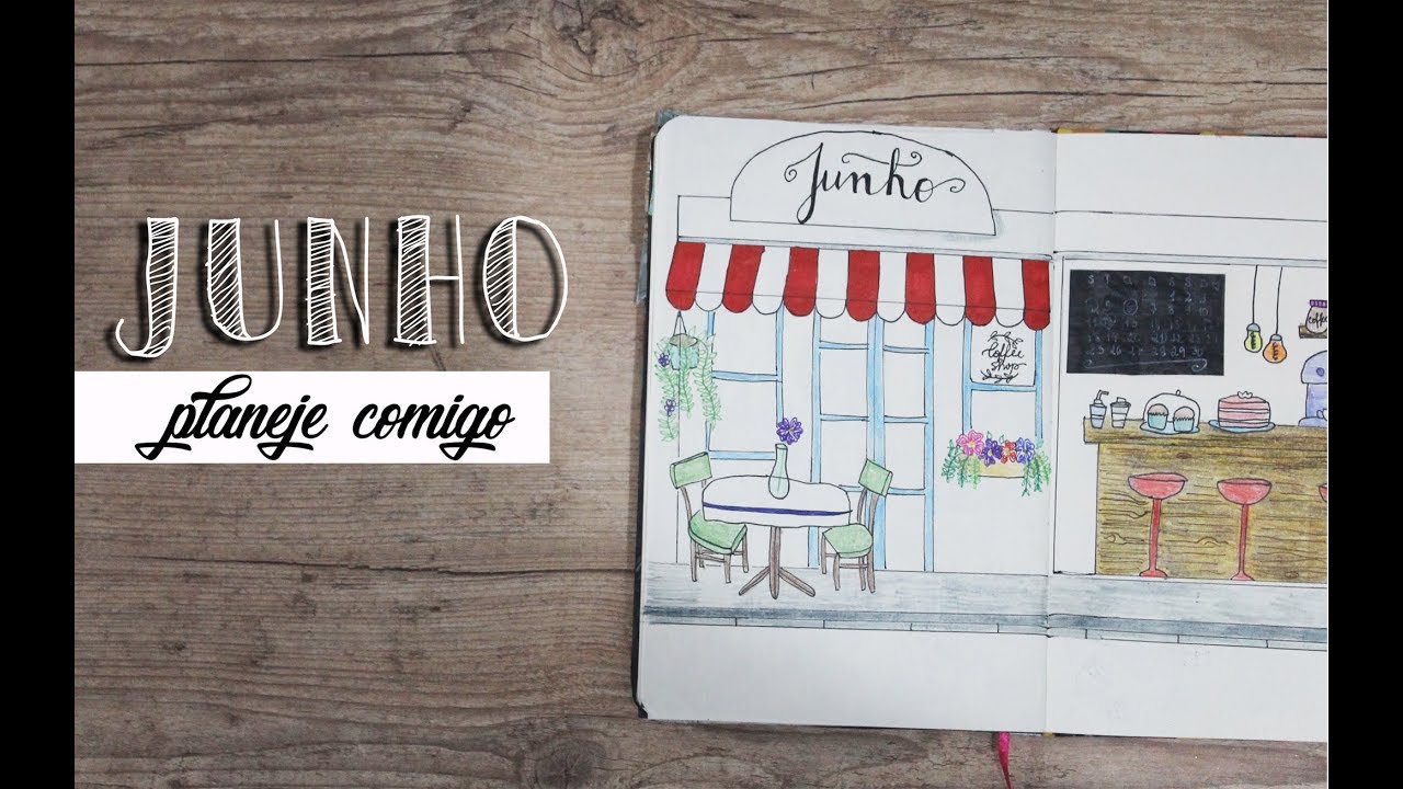 Bullet journal: planeje comigo o mês de junho (tema: cafeteria) bujo with mari video to gif