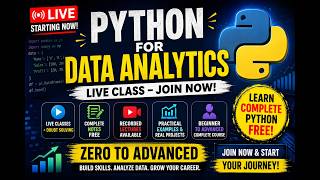 PYTHON FOR DATA ANALYTICS — LIVE CLASS STARTING NOW! 🐍 | Learn Python COMPLETELY FREE + Notes + Rec