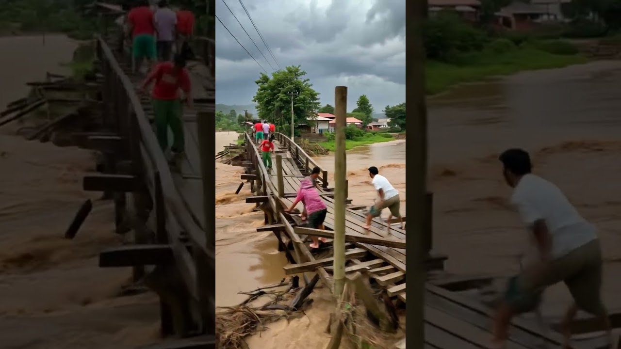 AI Flood Disaster Simulation 🌊 Bridge Collapse Survival in Extreme Nature Documentary 