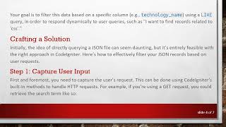 Effective Ways to Filter JSON Data by User Requests in CodeIgniter