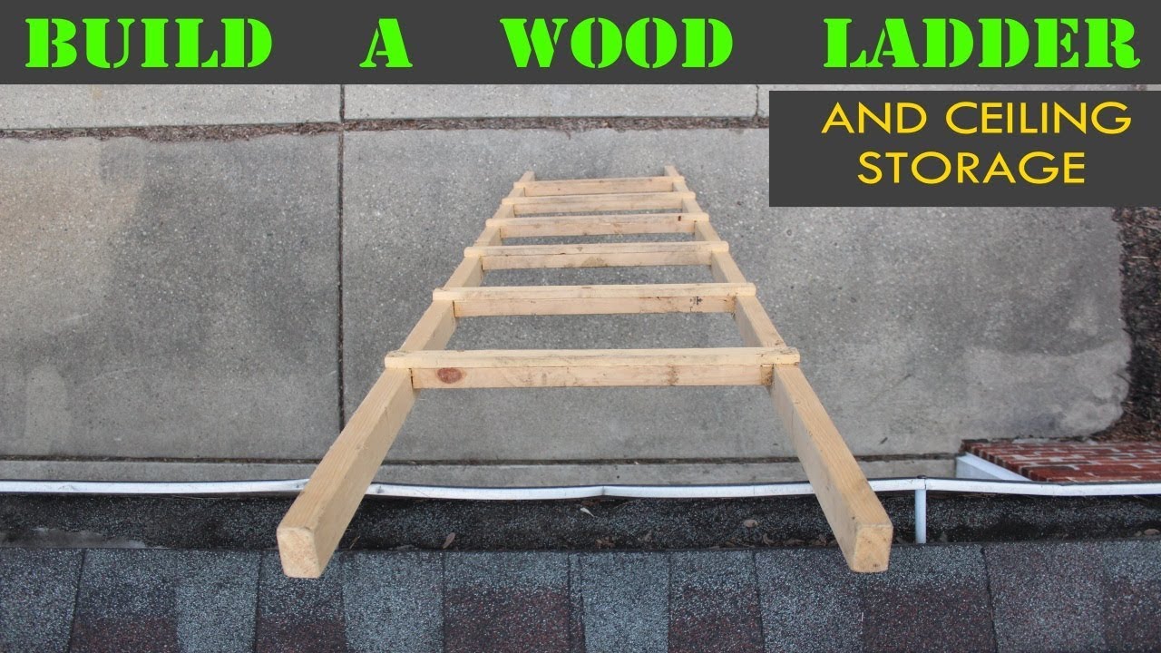 Wood Ladder And Garage Ceiling Rack Youtube