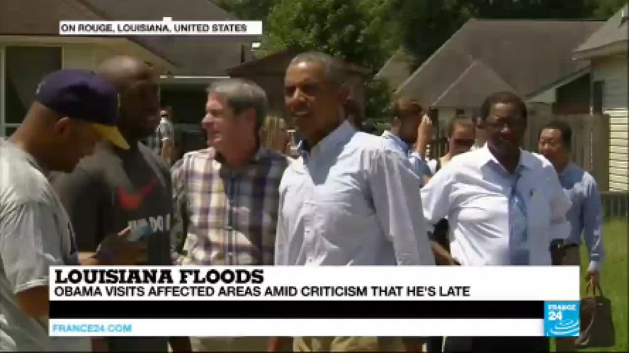 Louisiana floods: US president Obama visits affected areas amid fierce ...