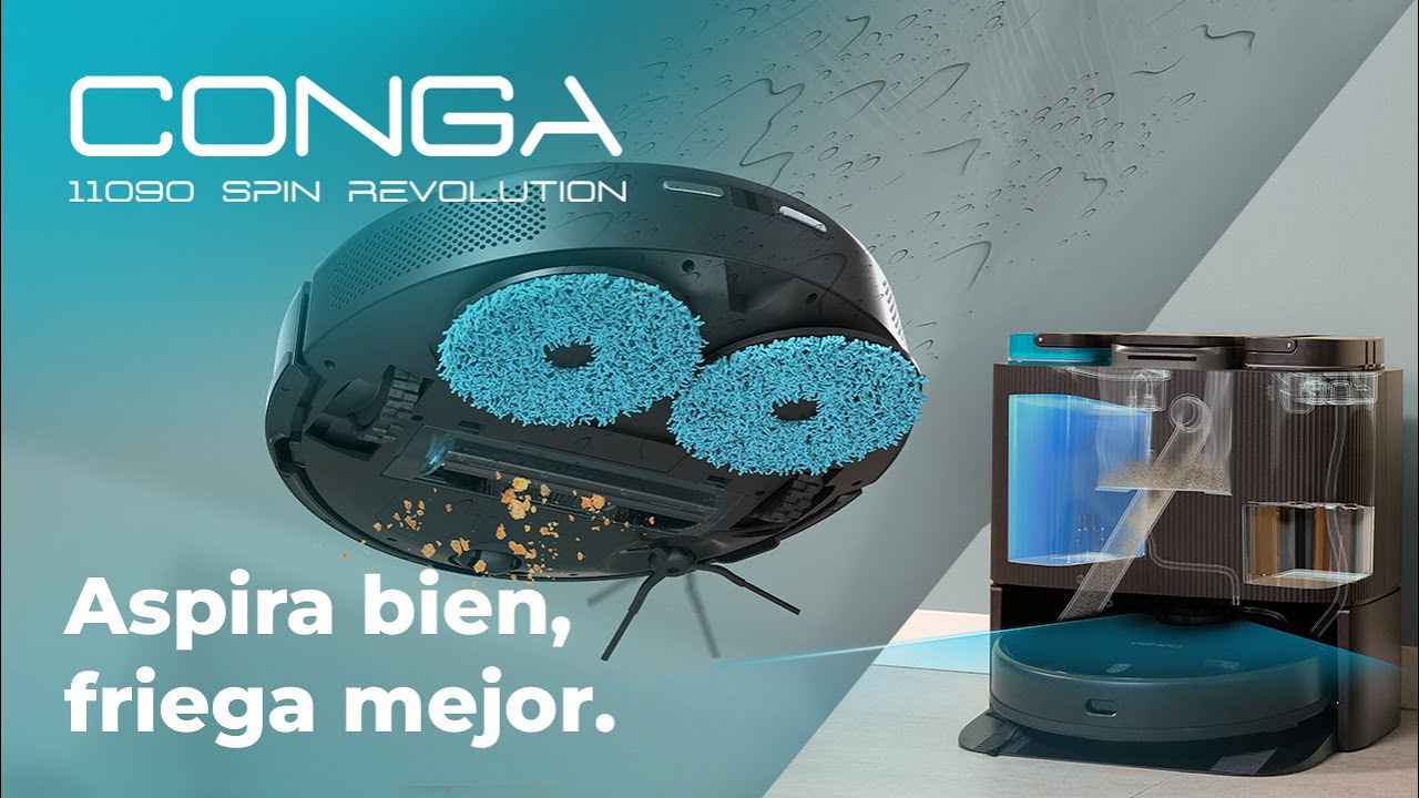 Conga 11090 Spin Revolution Home&Wash Robot aspirador láser con base de  autovaciado y friegasuelos Cecotec