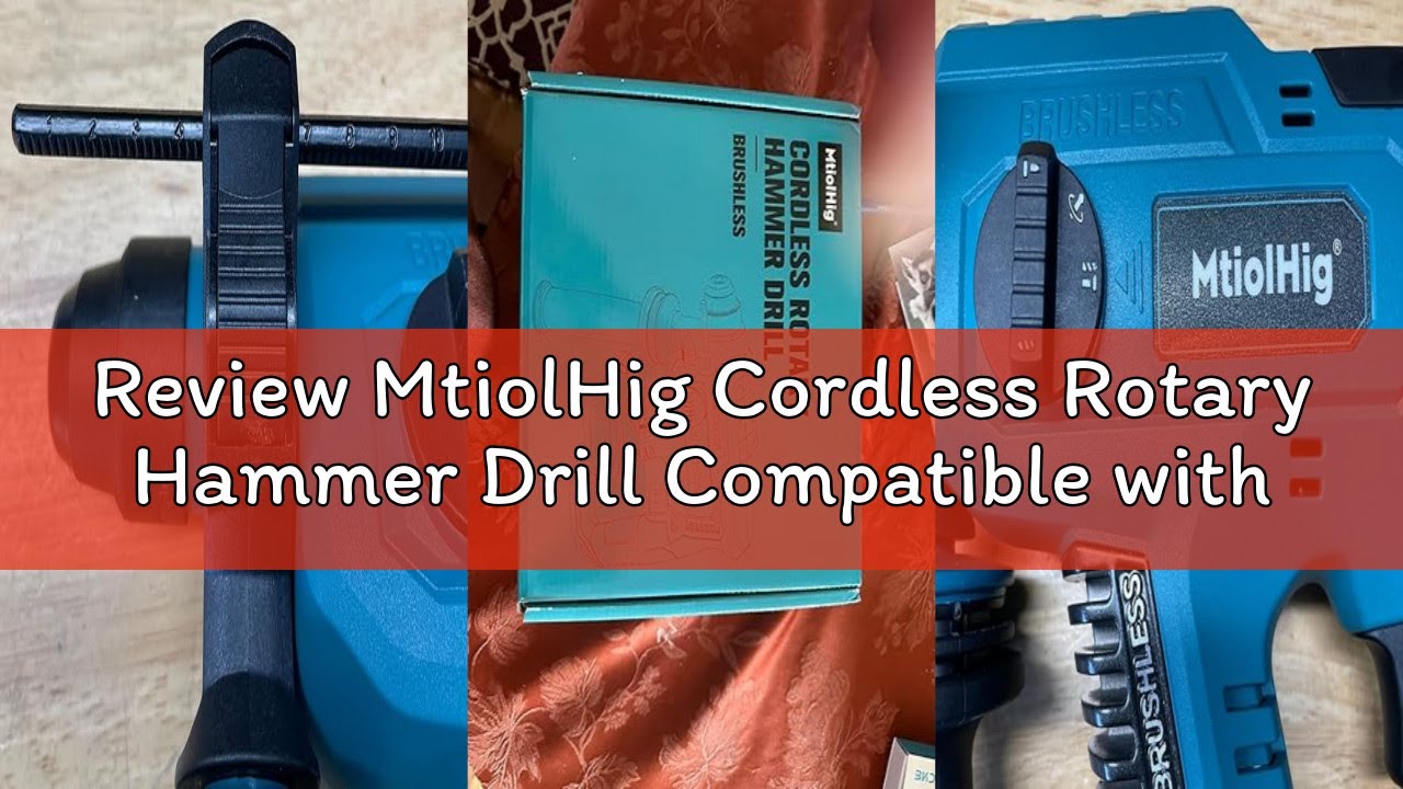 Review MtiolHig Cordless Rotary Hammer Drill Compatible with Milwaukee 18V Battery, Brushless SDS-Pl