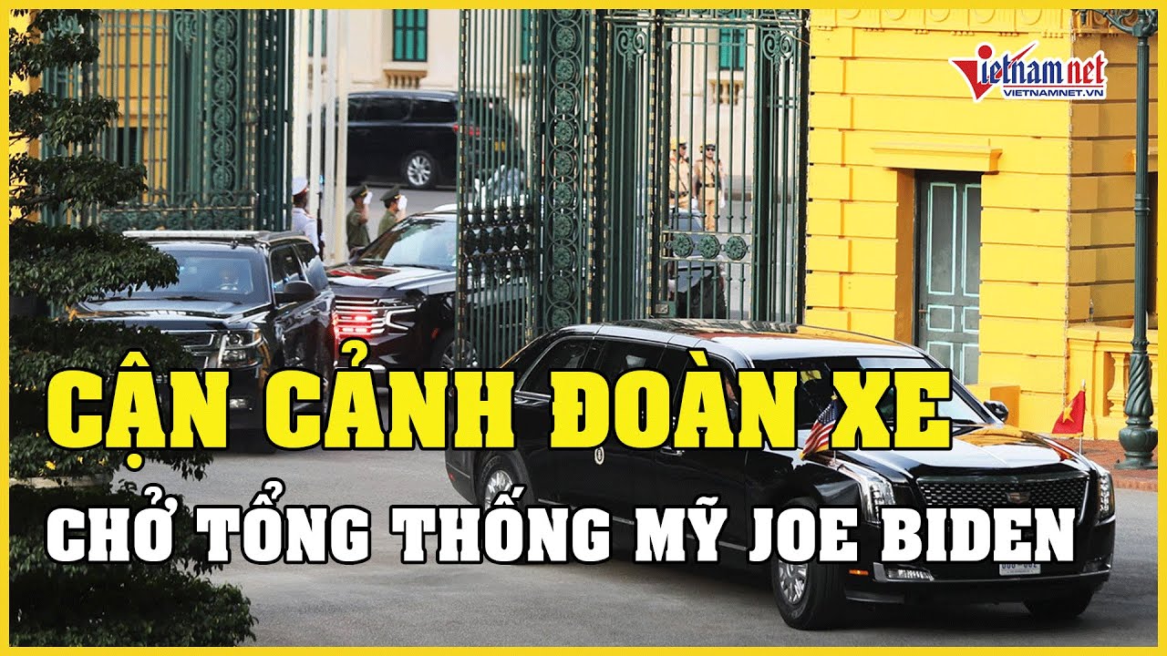 Cận cảnh đoàn xe chở Tổng thống Mỹ Joe Biden qua các tuyến phố Hà Nội | Báo VietNamNet