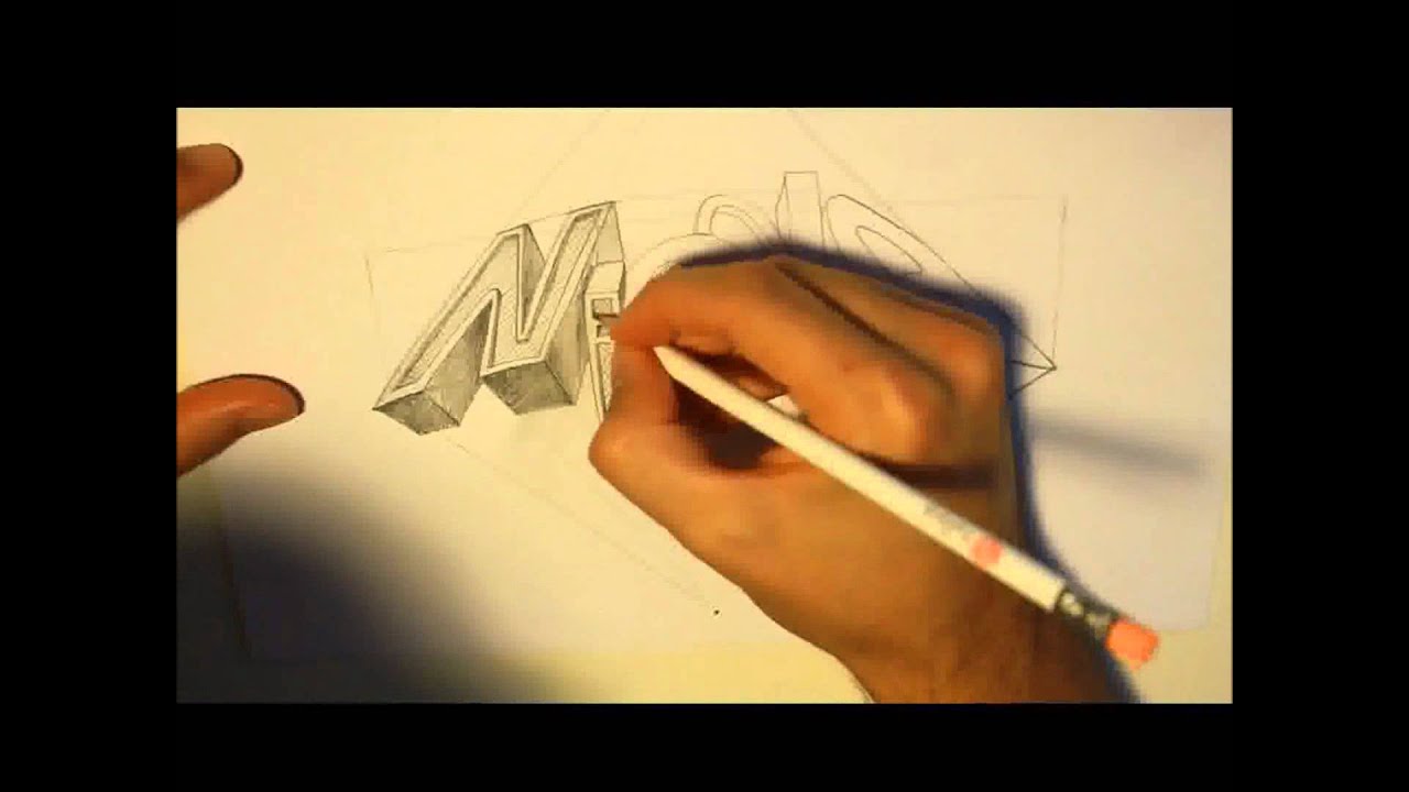 Scritta 3d Speed Drawind Disegno A Mano