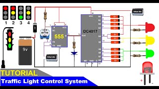 Traffic Light control system using 555 timer and cd4017