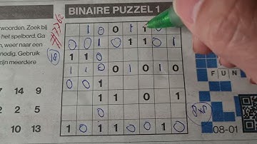 (#7762) Monday. Binary01 Sudoku puzzle. Bonus Extra edition. 01-08-2024 Extra part 3 of 4