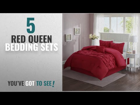 top-10-red-queen-bedding-sets-[2018]:-comfort-spaces-–-cavoy-comforter-set---5-piece-–-tufted
