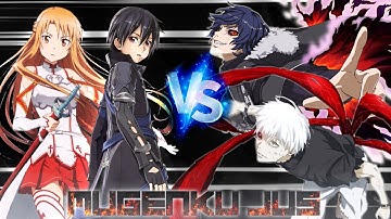 Kirito (3 forms) & Asuna vs Kaneki & Ayato [SAO vs Tokyo Ghoul] ANIME MUGEN JUS Team Fight
