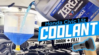 Easy 10th Gen 1.5t Honda Civic Coolant Change: Find Petcock, Drain Flush And Refill Service