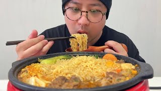 ASMR MUKBANG🔥Eating Fatty Beef Instant Noodle Hot Pot