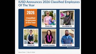 E1196: 2026 IUSD Classified Employees of the Year