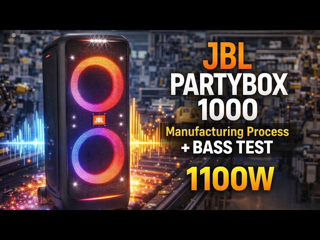 JBL PartyBox 1000 (1100W) Manufacturing Process + BASS TEST (100% AI): Factory Simulation