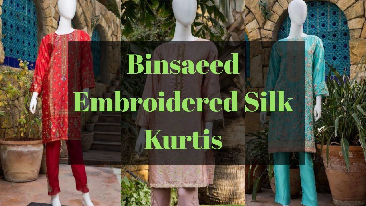 Binsaeed Embroidered Silk Kurtis/ Binsaeed Silk Kurti / Binsaeed silk kurti price